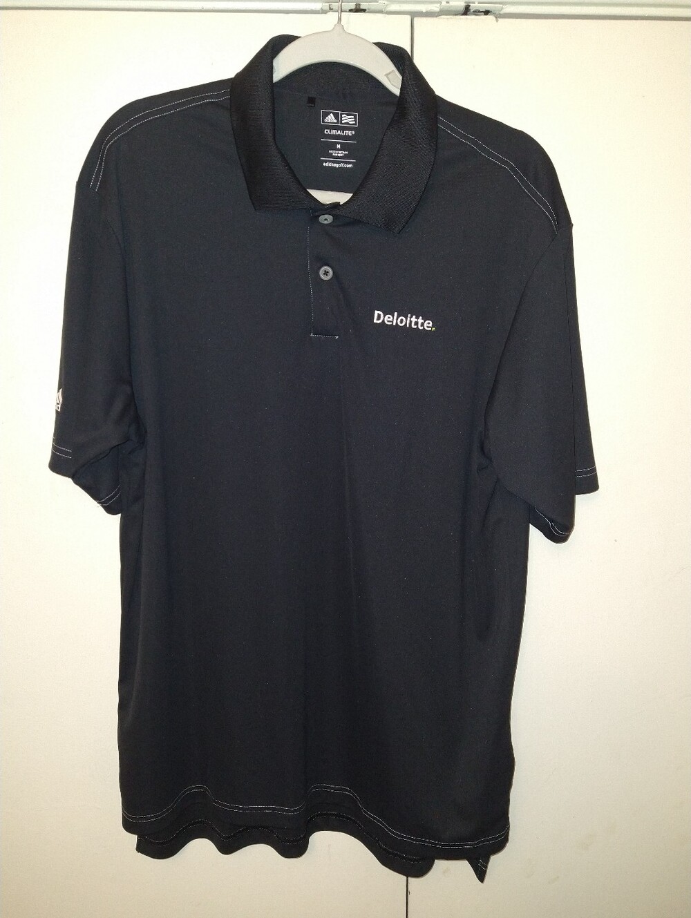 Adidas Golf Climalite Short Sleeve Golf Polo Shirt Men's sz Medium Deloitte Logo